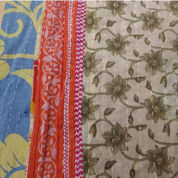 Kantha Wide Leg Pants Patch Pocket Patchwork Woman Large/XL Festival Boho #105B - Picture 12 of 12